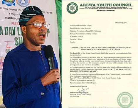 Arewa Youths Council to Honour Hon Toogun With Peace Building Excellence Award