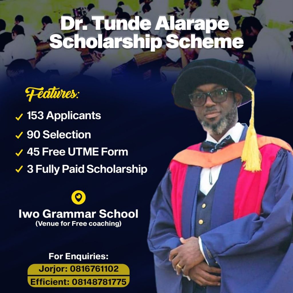 Dr Tunde Alarape Scholarship Scheme: Four Students Shortlisted, to enjoy Full-tuition Scholarships