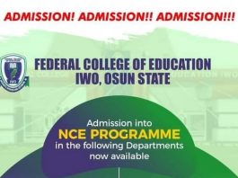Federal College of Education Iwo Admission Requirements for 2022/2023 (UTME & D.E)