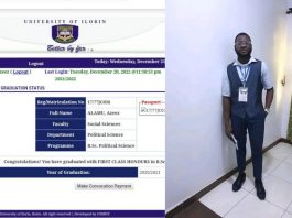 Koseleri: An Iwo Indigene, Alamu Azeez, Broke 40-Year Records, Graduates with a First Class at UNILORIN