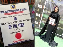 Top 50 Most Industrious Women in Nigeria: Iwo-born Entrepreneur, Salami Adedoyin Rukayat Bags Creative Aso-Oke Maker of the year