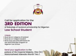 3rd Edition: Chief Babalaje of Iwoland's Scholarship for Nigerian Law School Student