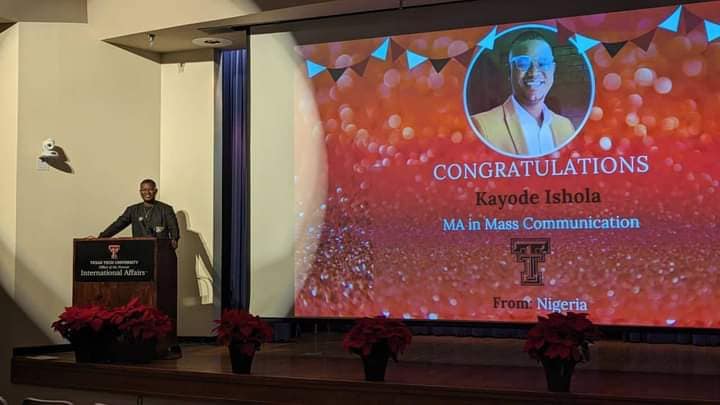 Iwo-born Kayode Ishola Secures Top Honors as Best Graduating Student at Texas Tech University, USA