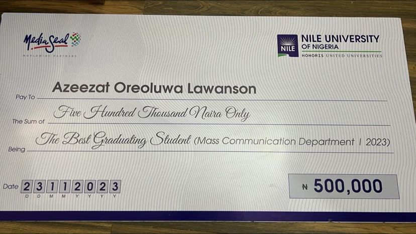 Iwo Indigene, Azeezat Lawanson, Emerged as Mass Communications’ Best Graduating Student at Nile University