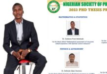 Iwo-born Mathematician, Dr Sulaimon Femi Abimbade, Wins 2023 NSPS Ph.D. Thesis Prize