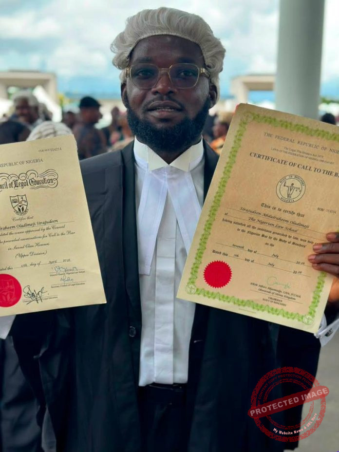 sirajubilaal Iwo-Born Son of Renowned Islamic Scholar, Dr Sirajudeen Bilaal Al-Asra', Called to the Nigerian Bar